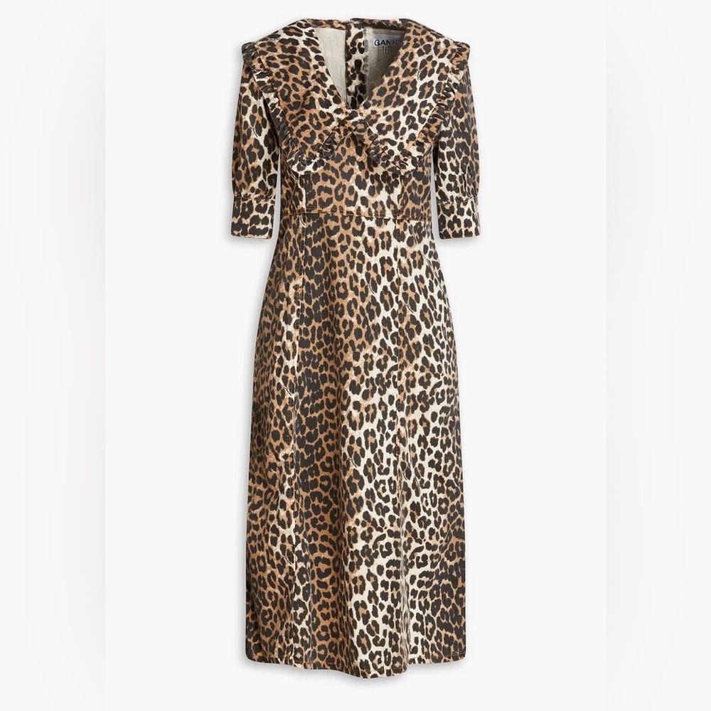 Ganni , Leopard Print, Denim, Midi Dress!